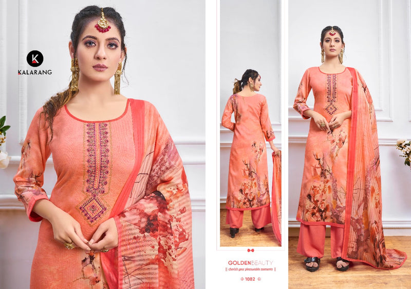 Kalarang Fashion Lupin Jam Silk Fabric With Embroidery Work Salwar Suit In Pashmina