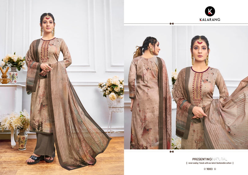 Kalarang Fashion Lupin Jam Silk Fabric With Embroidery Work Salwar Suit In Pashmina
