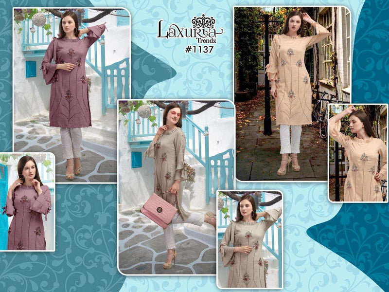 Luxuria 1137 Maslin Cotton Beautiful Look Readymade Fancy Designer Kurtis