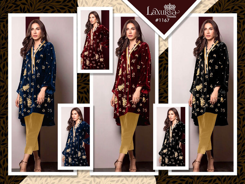 Luxuria Trendz Dno 1167 Pure Velvet Designer Handwork Pret Kurti