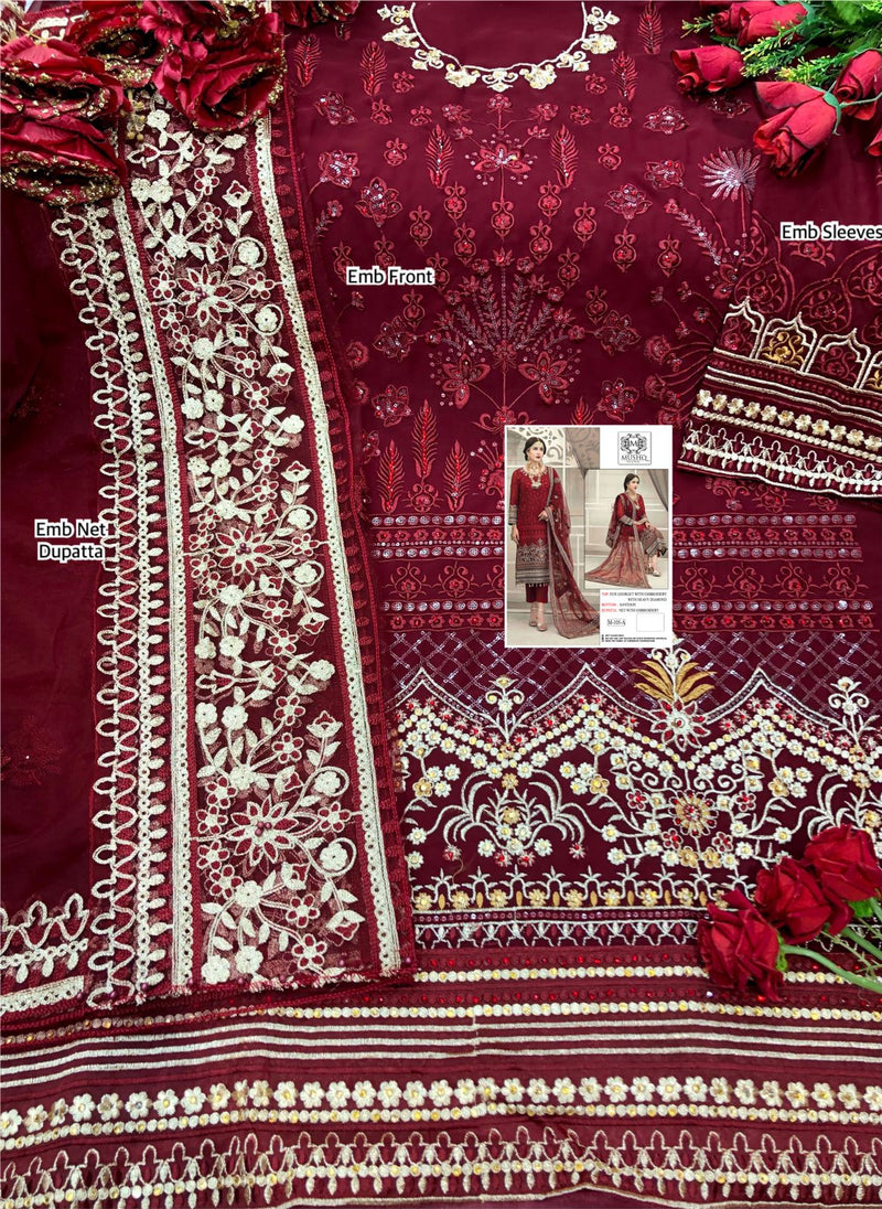 Mushq M 105 Fox Georgette Wedding Wear Designer Style Embroidered Salwar Suits