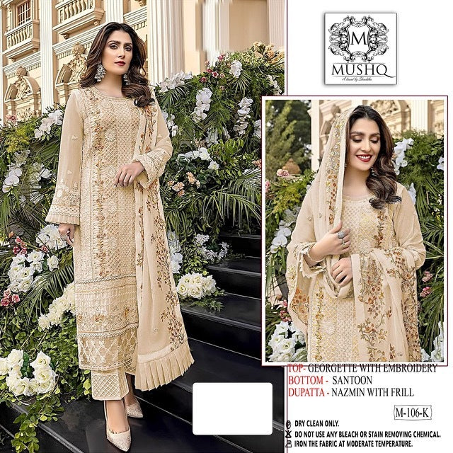 Mushq M 106 Fox Georgette Designer Pakistani Style Party Wear Salwar Suits