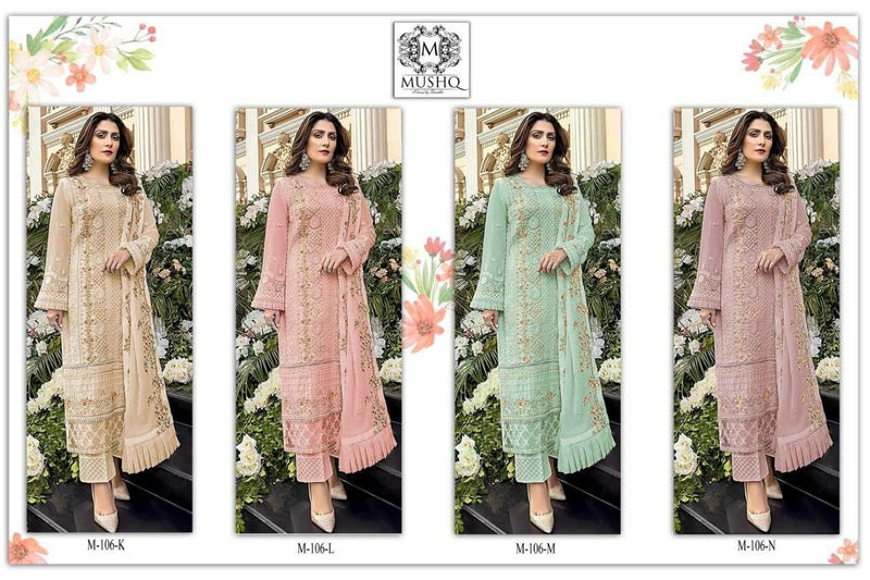 Mushq M 106 Fox Georgette Designer Pakistani Style Party Wear Salwar Suits