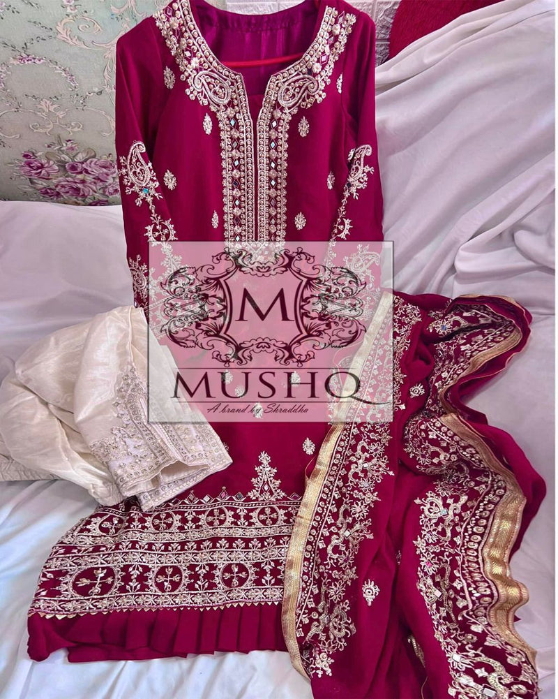 Mushq M 108 Fox Georgette Exclusive Wedding Wear Embroidered Salwar Kameez