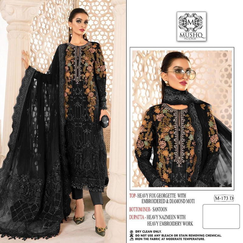 Mushq Dno M 173 D Georgette With Heavy Beautiful Embroidery Work Stylish Designer Party Wear Salwar Kameez