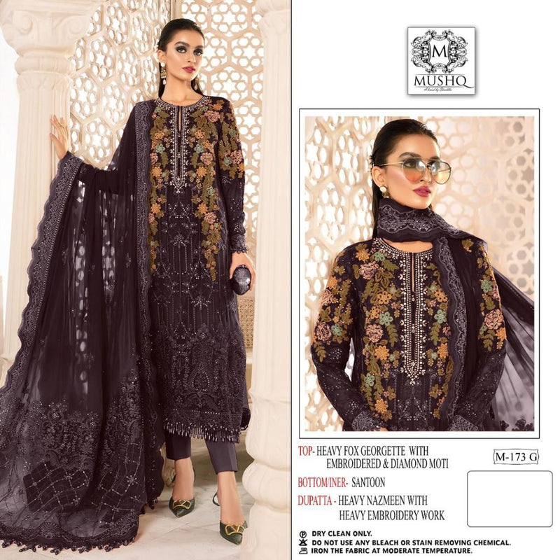 Mushq Dno M 173 G Georgette With Heavy Beautiful Embroidery Work Stylish Designer Party Wear Salwar Kameez