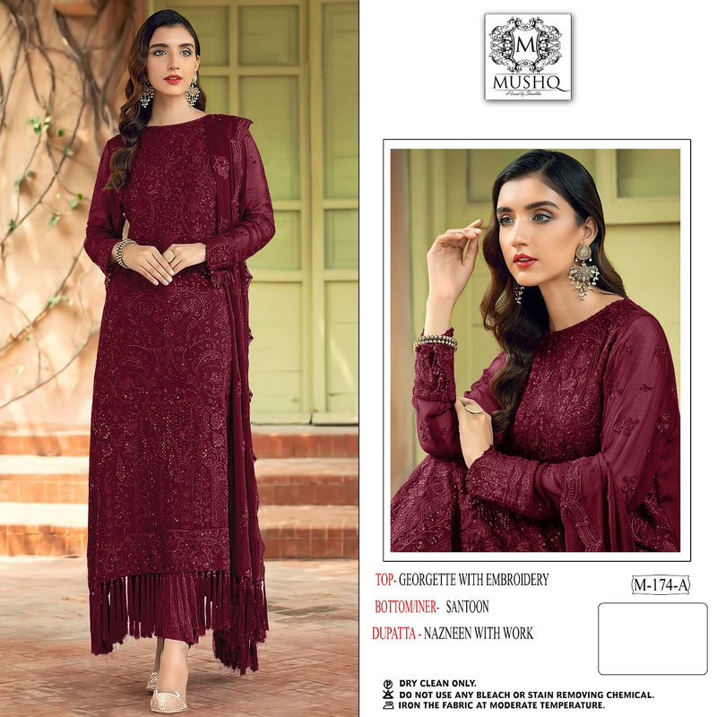 Mushq M 174 A Georgette With Heavy Embroidery Work Stylish Designer Party Wear Salwar Kameez