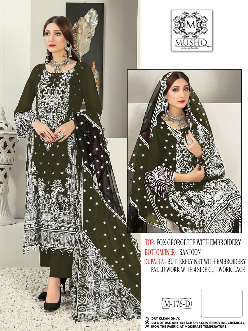 Mushq Dno M 176 D Georgette With Beautiful Heavy Embroidery Work Stylish Designer Pakistani Wedding Wear Salwar Kameez
