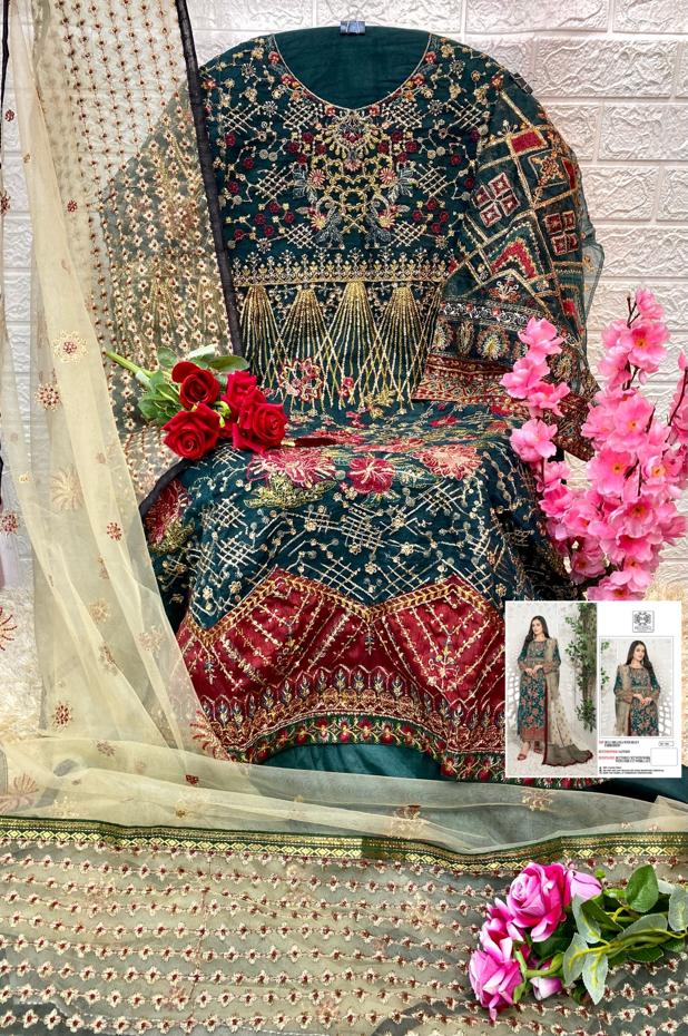 Mushq M 186 Organza With Beautiful Embroidery Work Stylish Designer Pakistani Wedding Wear Salwar Kameez