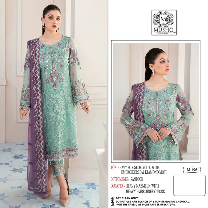 Mushq M 192 To 196 Georgette With Heavy Embroidery Work Stylish Designer Party Wear Salwar Kameez