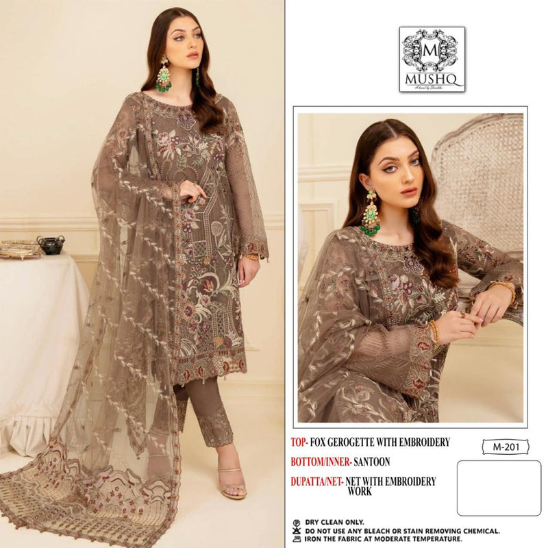 Mushq M 201 Heavy Fox Georgette Embroidered Diamond Work Salwar Suit