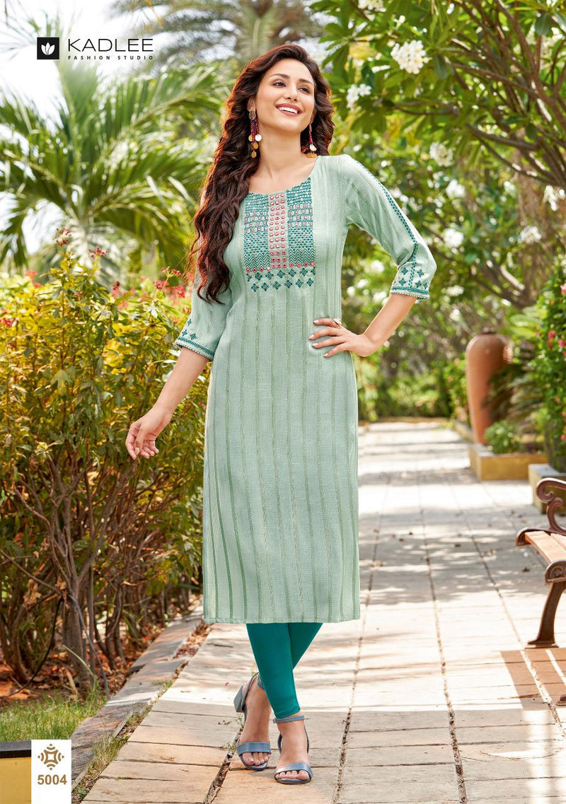 Kadlee Fashion Mahek Rayon Fancy Embroidered Festive Wear Kurtis