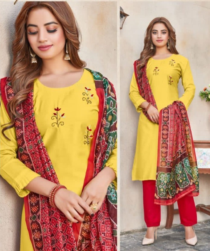 Tips & Tops Mahek Vol 6 Chanderi Silk Fancy Stylish Party Wear Kurtis With Bottom & Dupatta