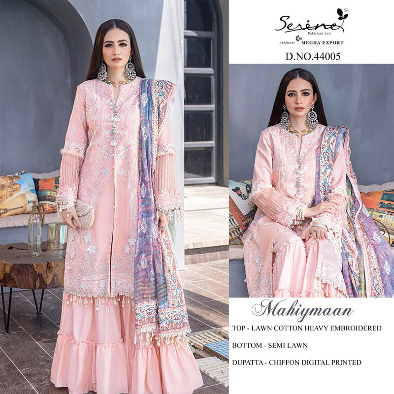 Serene Mahiyamaan Lawn Cotton Heavy Embroidered Pakistani Style Wedding Wear Salwar Kameez
