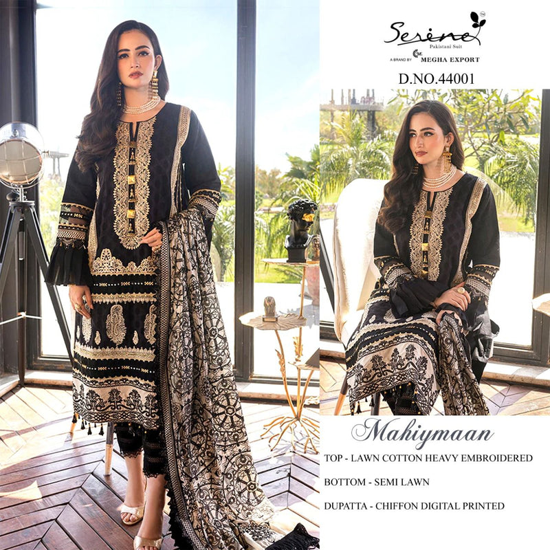 Serene Mahiyamaan Lawn Cotton Heavy Embroidered Pakistani Style Wedding Wear Salwar Kameez