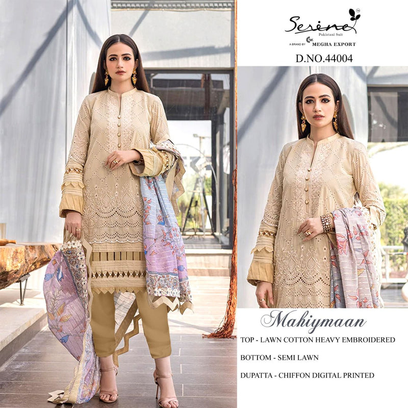 Serene Mahiyamaan Lawn Cotton Heavy Embroidered Pakistani Style Wedding Wear Salwar Kameez