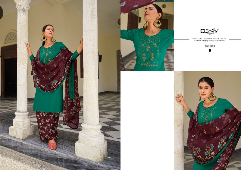 Zulfat Designer Suits Mahonia Vol 3 Pure Jam Cotton Embroidered Salwar Suit