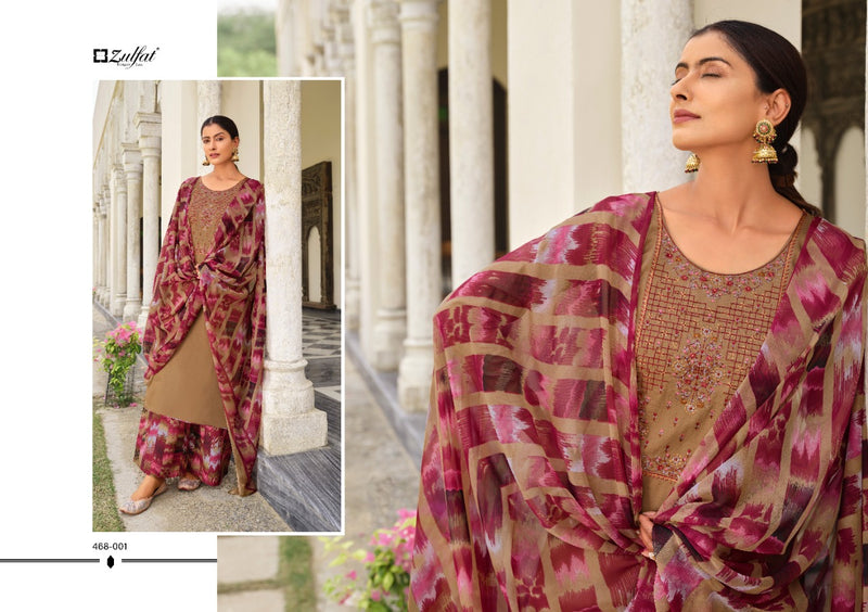 Zulfat Designer Suits Mahonia Vol 3 Pure Jam Cotton Embroidered Salwar Suit