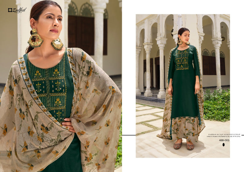 Zulfat Designer Suits Mahonia Vol 3 Pure Jam Cotton Embroidered Salwar Suit