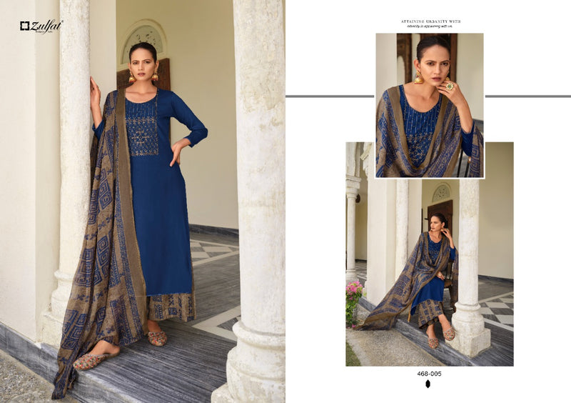 Zulfat Designer Suits Mahonia Vol 3 Pure Jam Cotton Embroidered Salwar Suit