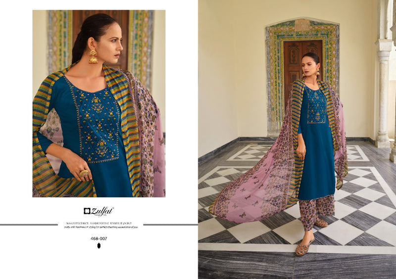 Zulfat Designer Suits Mahonia Vol 3 Pure Jam Cotton Embroidered Salwar Suit