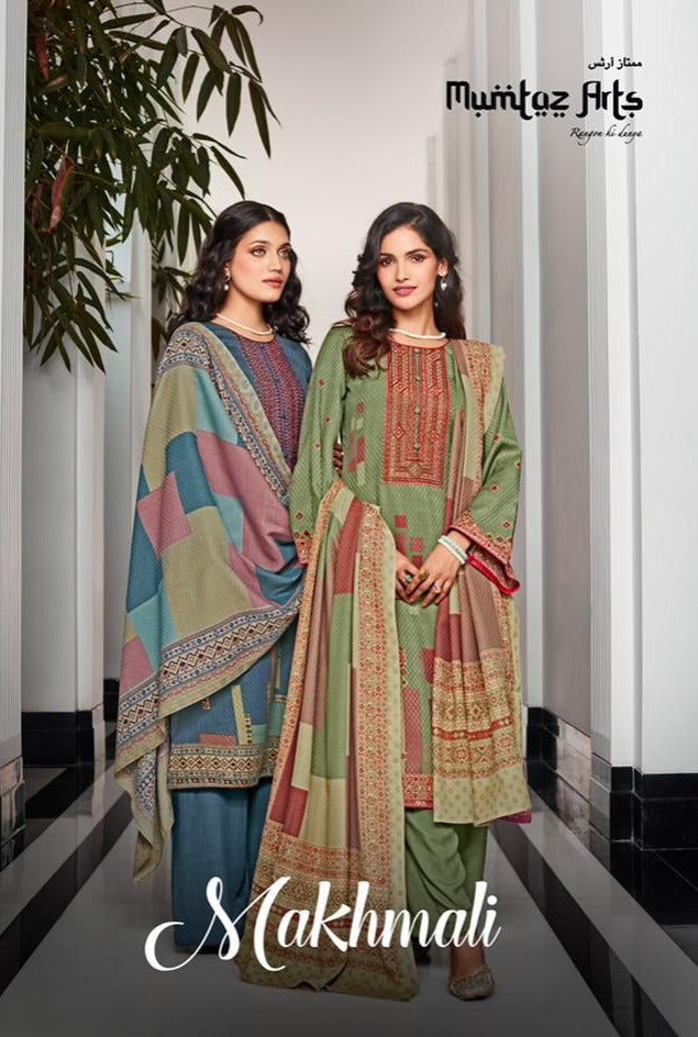 Mumtaz Makhmali Pashmina Printed With Embroidery Work Stylish Designer Casual Wear Salwar Kameez