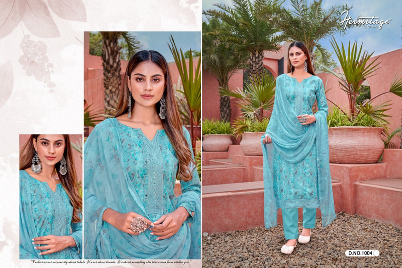 Hermitage Clothing Malabar Lawn Cotton Prints Embroidered Party Wear Suits