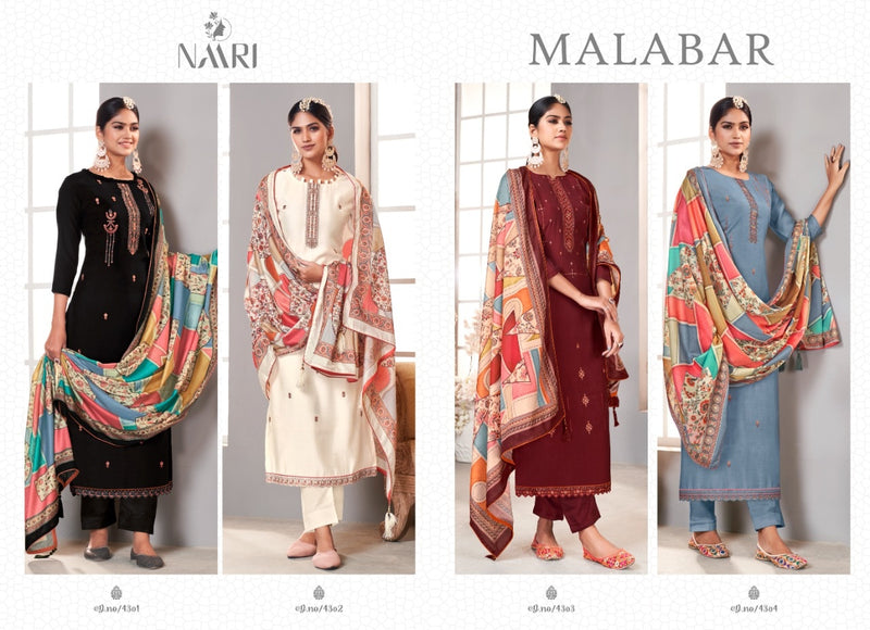 Naari Malabar Silk With Heavy Embroidery Work Stylish Designer Party Wear Fancy Salwar Kameez