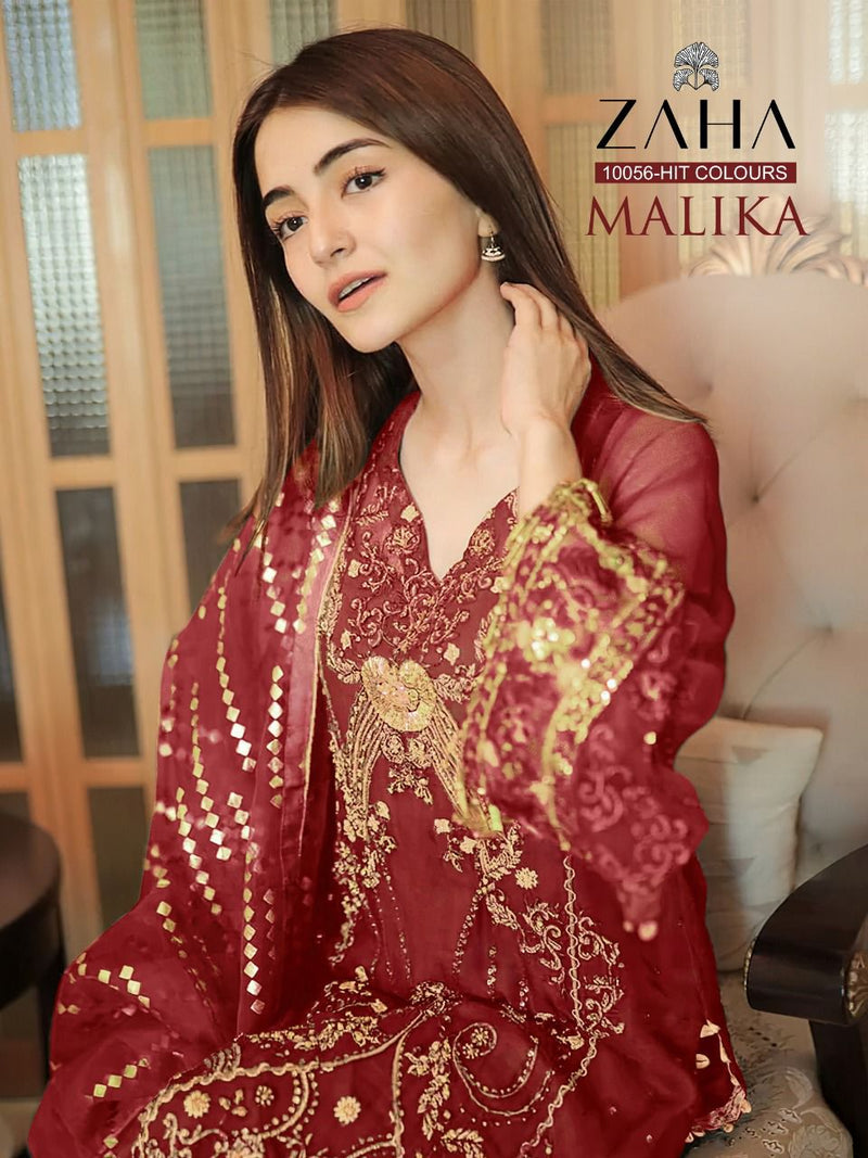 Zaha Malika 10056 C Georgette With Beautiful Embroidery Work Stylish Designer Party Wear Pakistani Salwar Kameez
