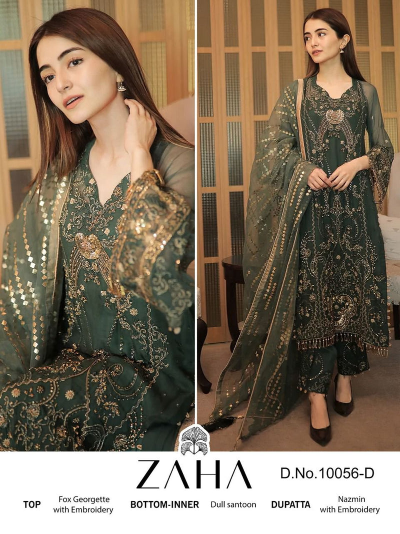 Zaha Malika 10056 D Georgette With Beautiful Embroidery Work Stylish Designer Party Wear Pakistani Salwar Kameez