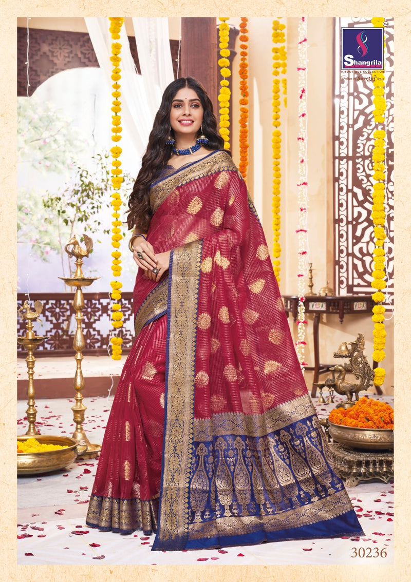Shangrila Prints Malvika Dual Zari Weaving Concept Festive Wear Saree In Jacquard