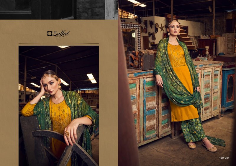 Zulfat Designer Suits Manohari Jam Cotton Embroidered Party Wear Salwar Suits