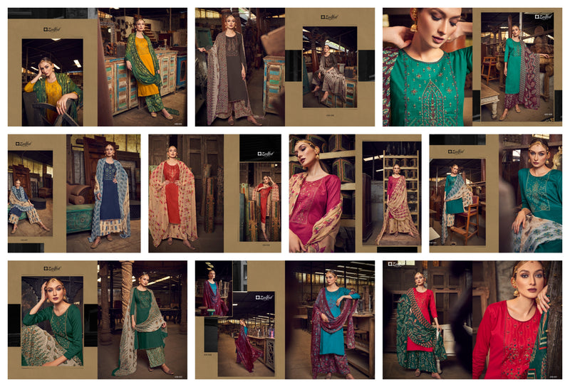 Zulfat Designer Suits Manohari Jam Cotton Embroidered Party Wear Salwar Suits