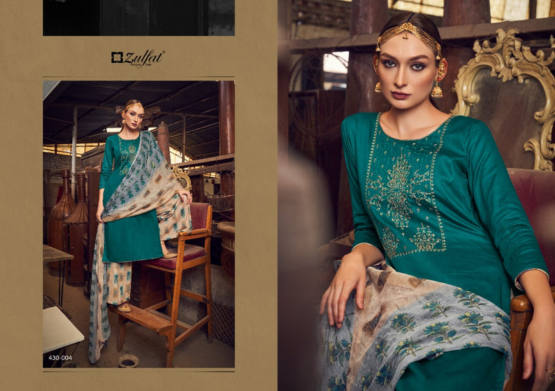 Zulfat Designer Suits Manohari Jam Cotton Embroidered Party Wear Salwar Suits