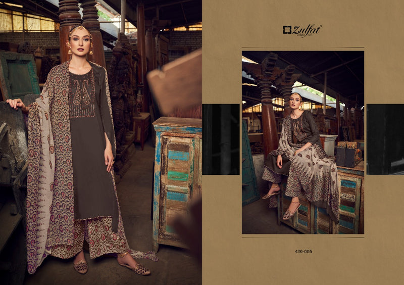 Zulfat Designer Suits Manohari Jam Cotton Embroidered Party Wear Salwar Suits