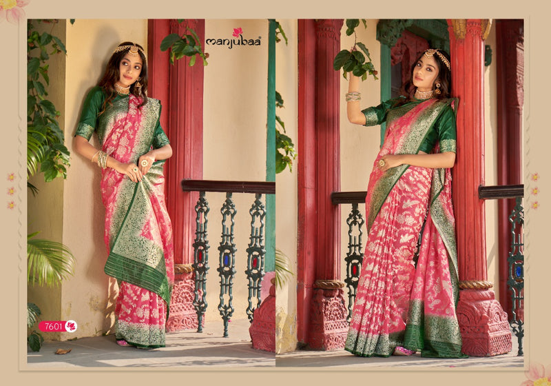 Manjuba Fashion Manohar Organza Silk   Beautiful Collections Of Party  Wear Sarees