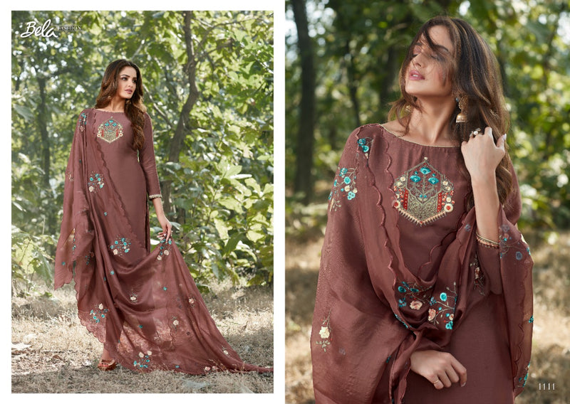 Bela Fashion Manzil Digital Suits With Embroidery In Cotton Silk