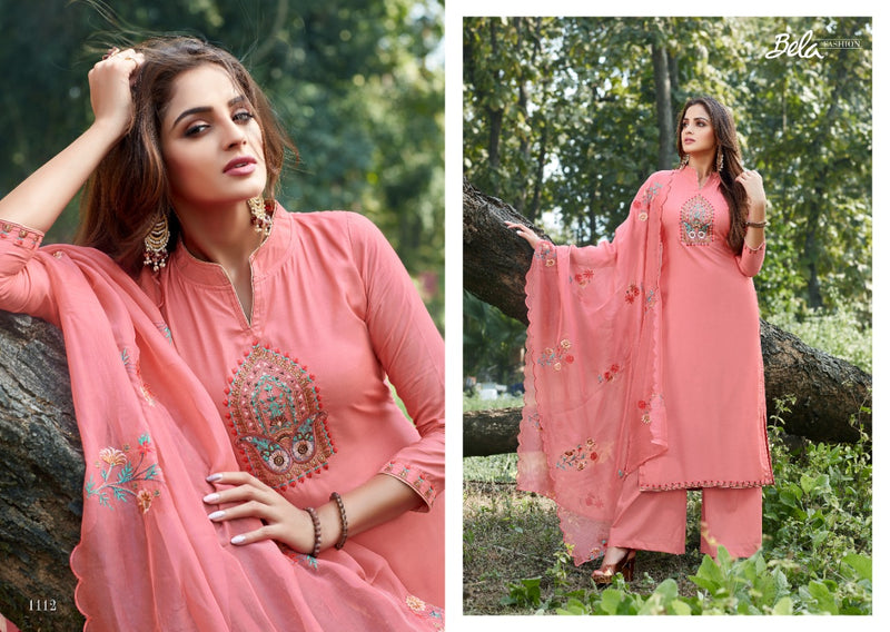 Bela Fashion Manzil Digital Suits With Embroidery In Cotton Silk