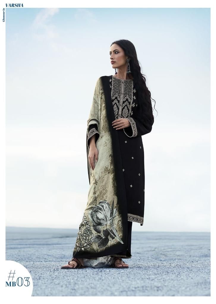 Varsha Marble Pure Muslin With Heavy Embroidery Work Stylish Designer Fancy Festive Wear Salwar Kameez