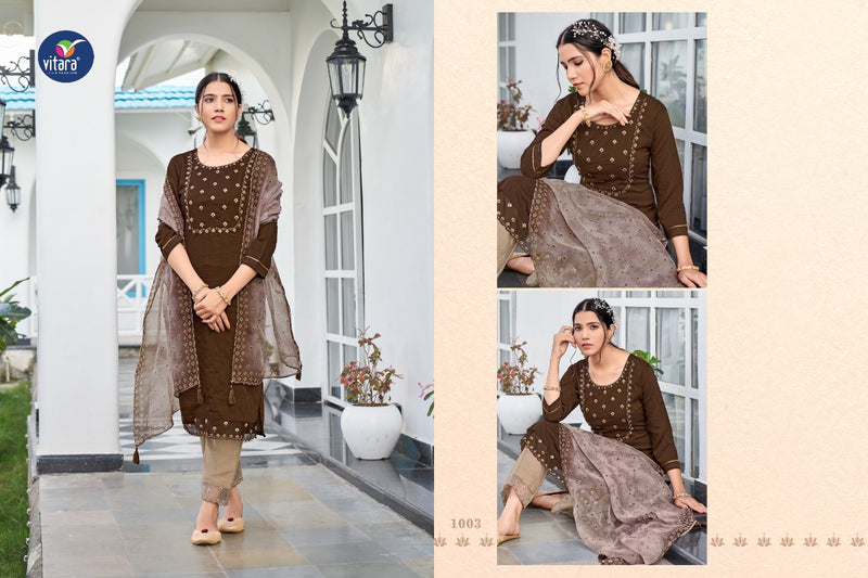 Vitara Fashion Marigold Silk With Heavy Beautiful Embroidery Work Stylish Designer Fancy Kurti