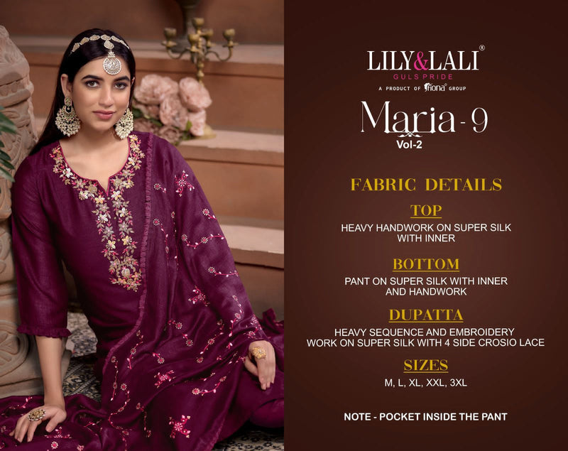 Lily And Lali Maria 9 Vol 2 Heavy Handwork On Silk Fancy Designer Partywear Kurti