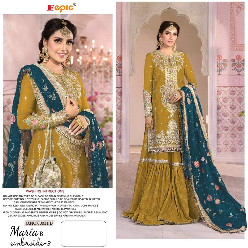 Fepic Maria B Embroidery  Vol 3 Organza Pakistani Style Wedding Wear Salwar Suits With Heavy Embroidery