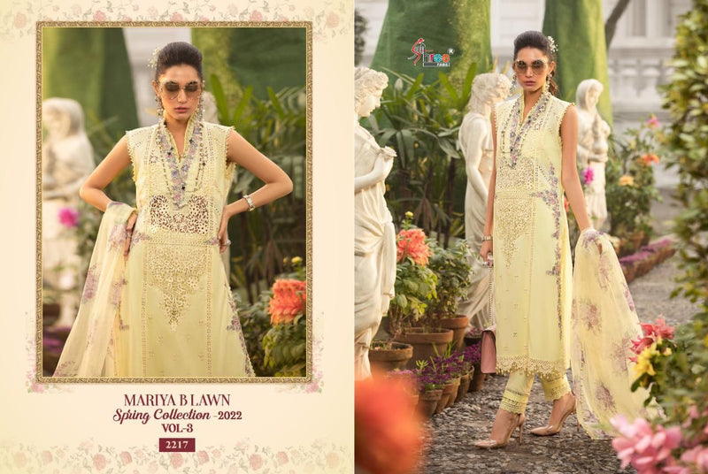 Shree Fabs Maria B Lawn Spring Collection 2022 Vol 3 Pure Lawn Pakistani Style Party Wear Salwar Suits