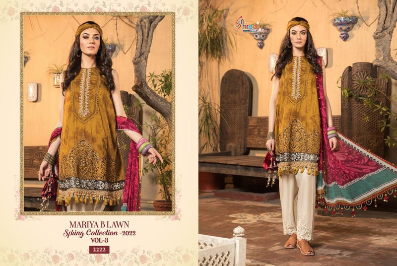 Shree Fabs Maria B Lawn Spring Collection 2022 Vol 3 Pure Lawn Pakistani Style Party Wear Salwar Suits