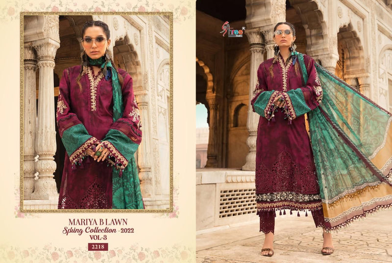 Shree Fabs Maria B Lawn Spring Collection 2022 Vol 3 Pure Lawn Pakistani Style Party Wear Salwar Suits