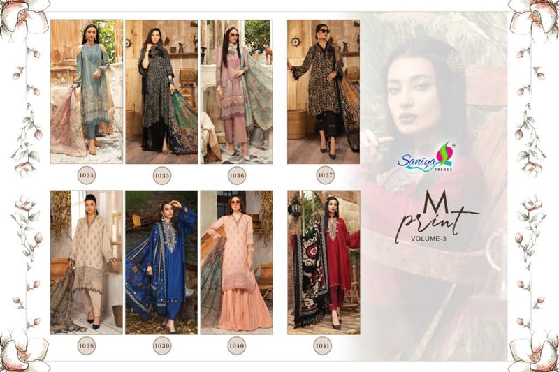 Saniya Trendz Maria B M Print Vol 3 Cotton Pakistani Style Party Wear Salwar Suits