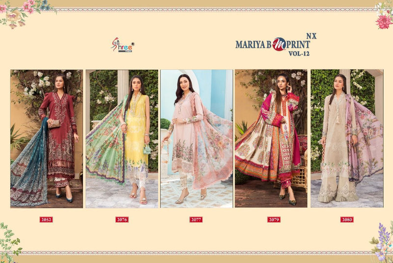 Shree Fabs Maria B M Print Vol 12 NX Pure Cotton Embroidered Party Wear Salwar Suits