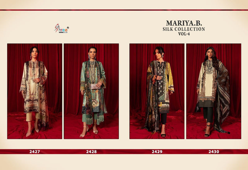 Shree Fabs Maria B Silk Collection Vol 4 Jam Satin With Embroidery Work Stylish Designer Salwar Kameez