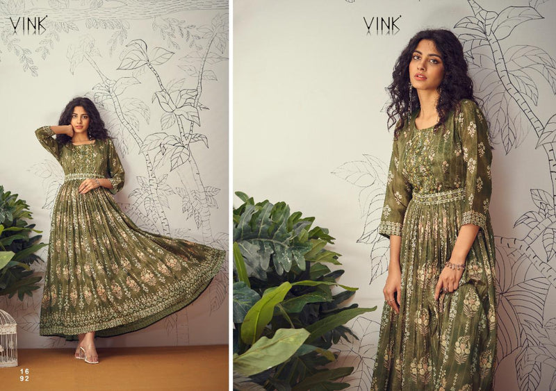 Vink Marina Pure Chiffon With Heavy Hand Work Stylish Designer Party Wear Long Gown