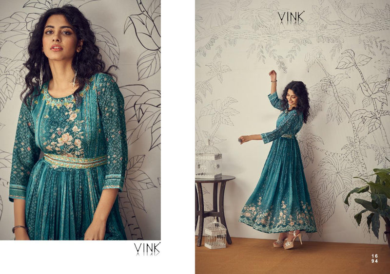 Vink Marina Pure Chiffon With Heavy Hand Work Stylish Designer Party Wear Long Gown